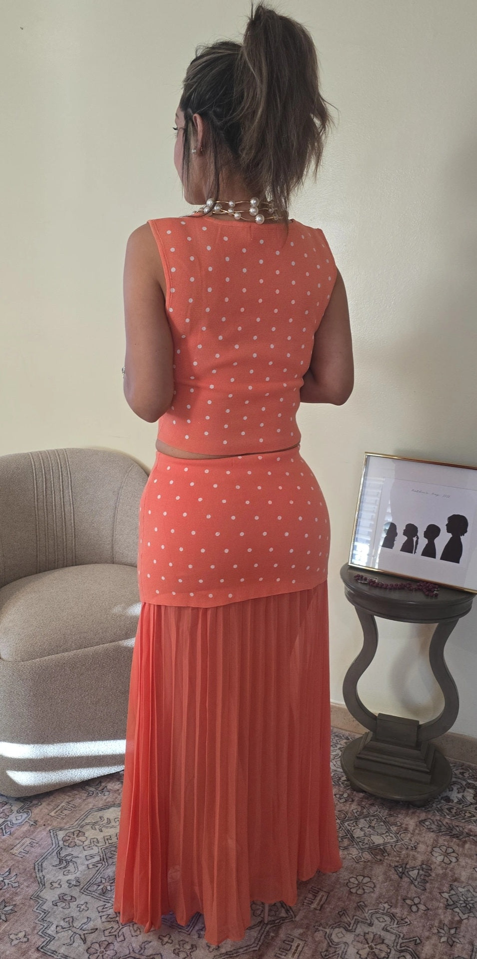 CORAL CHARM PLEATED SKIRT SET