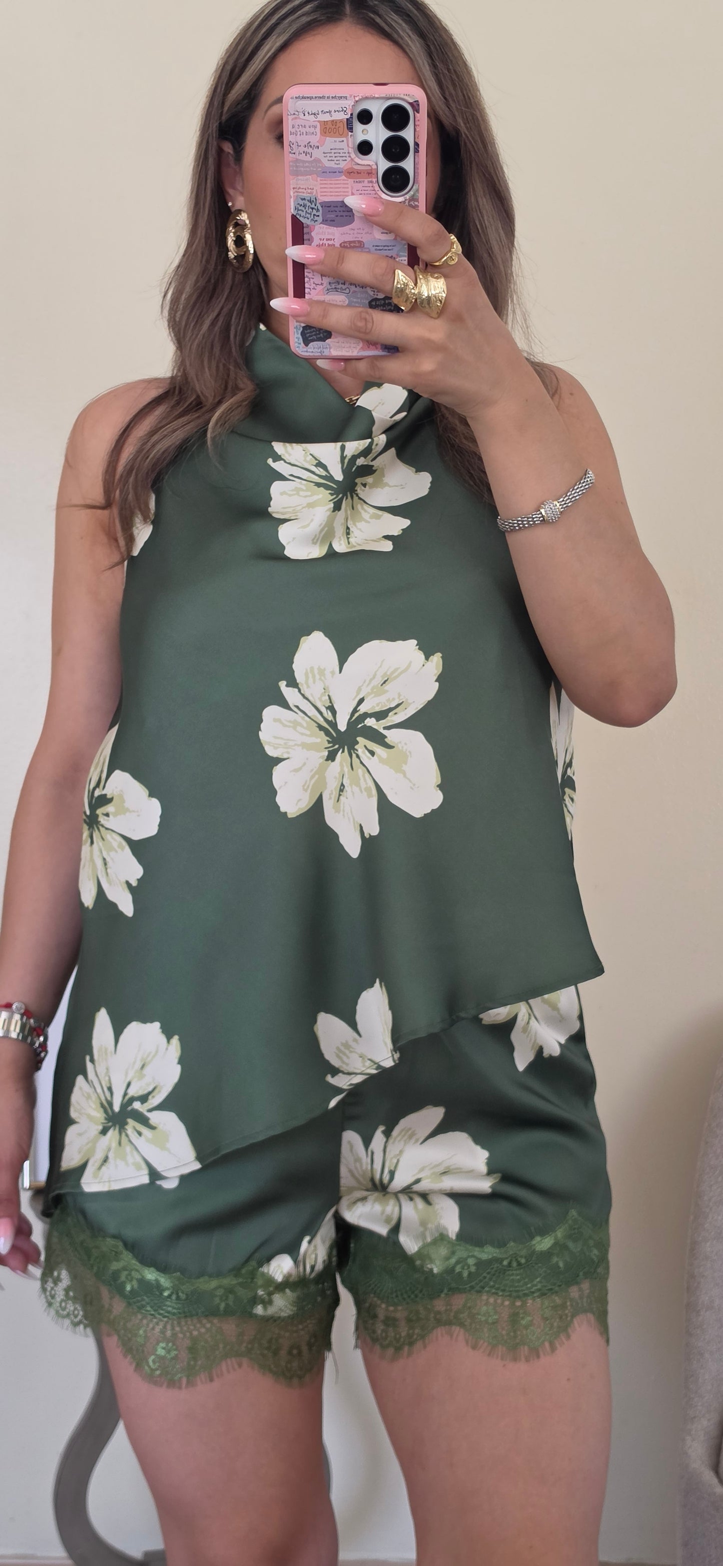 Evergreen Bloom Satin Set