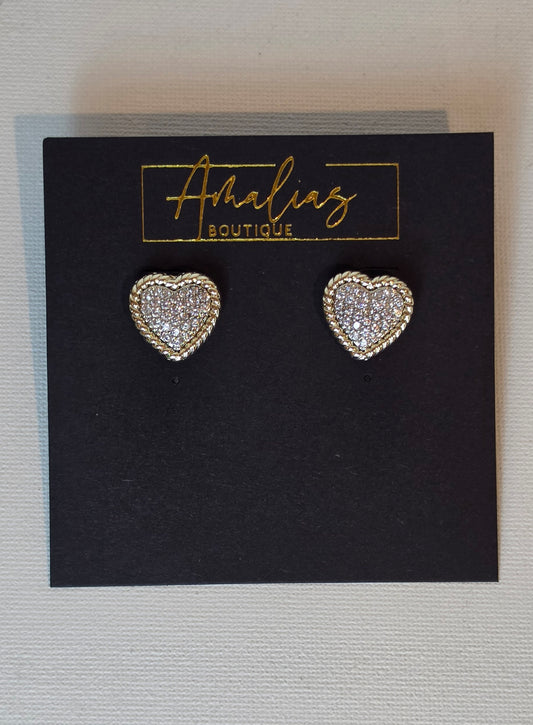 Crystal Heart Studs