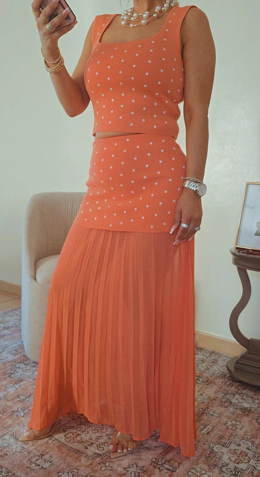 CORAL CHARM PLEATED SKIRT SET