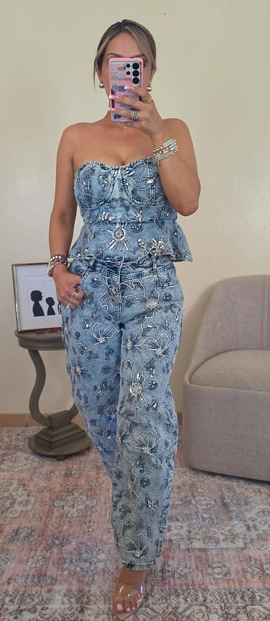 DENIM FLORAL STARLIGHT SET